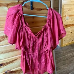 Red Boho Blouse